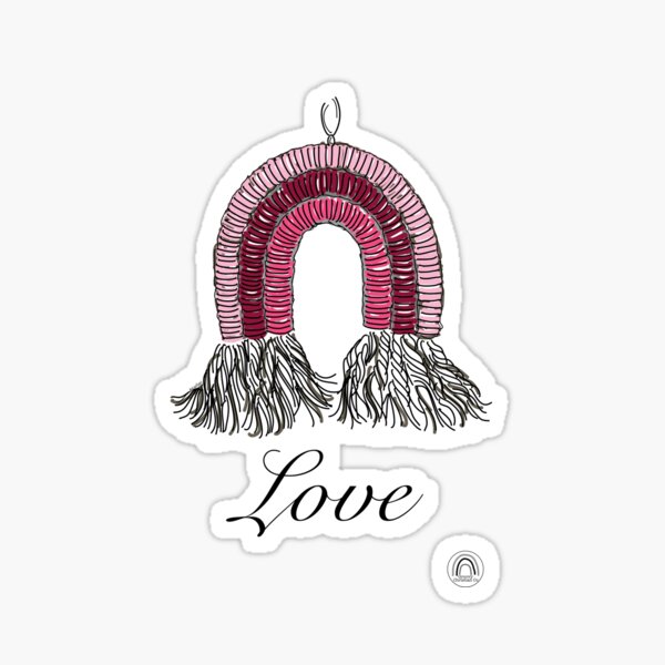 Love #1 - a Macrame Rainbow Wall Hanging Illustration - Christian Faith Based Art Sticker