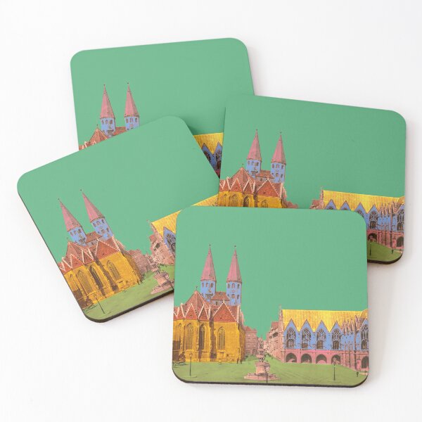 Item preview, nostalgic city view, Braunschweig old town market, historical landmark Germany designed and sold by Mauswohn.