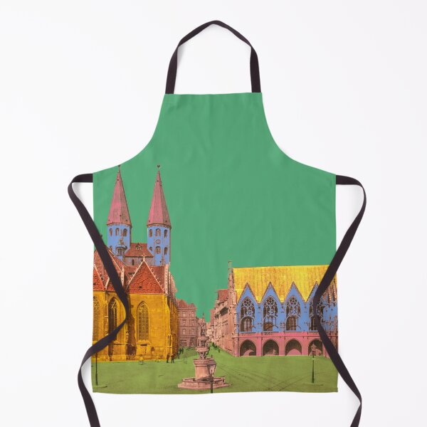 Item preview, nostalgic city view, Braunschweig old town market, historical landmark Germany designed and sold by Mauswohn.