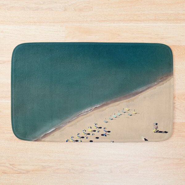 Item preview, Drone or aerial view of empty beach with umbrellas and beds in Greece  designed and sold by Michaelerch.