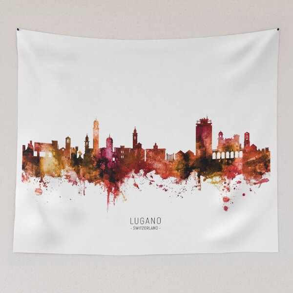 Item preview, Lugano Switzerland Skyline designed and sold by ArtPrints.
