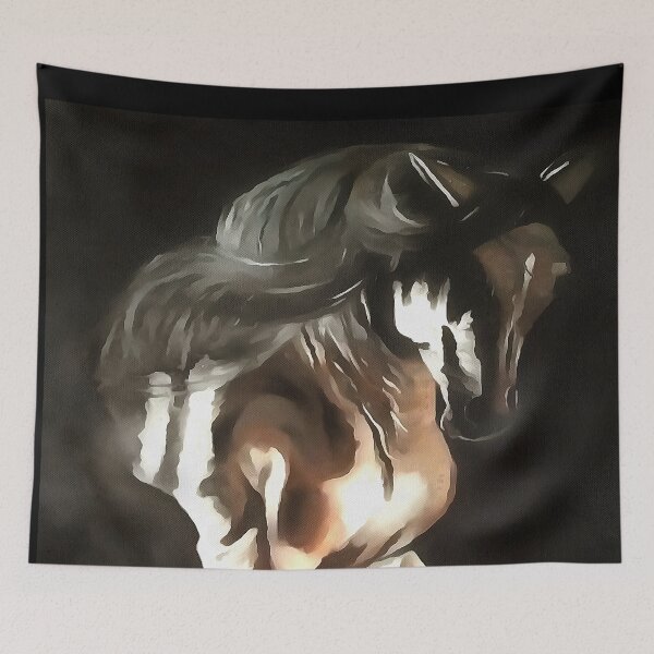 Item preview, Horse In Flaxen Chestnut Brown On Black designed and sold by taiche.
