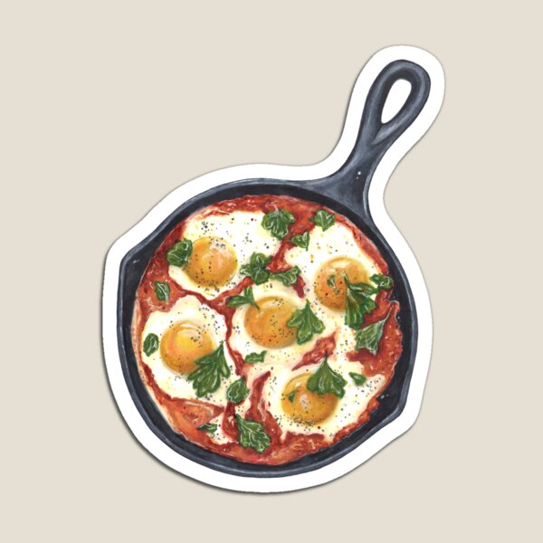 Aperçu de l'œuvre Délicieux plat d'œufs - shakshouka. Illustration de nourriture dessinée à la main. créée et vendue par tanyatej.
