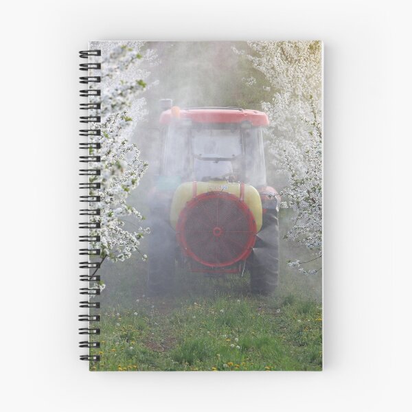 Item preview, tractor sprays insecticide in cherry orchard springtime designed and sold by goceris.