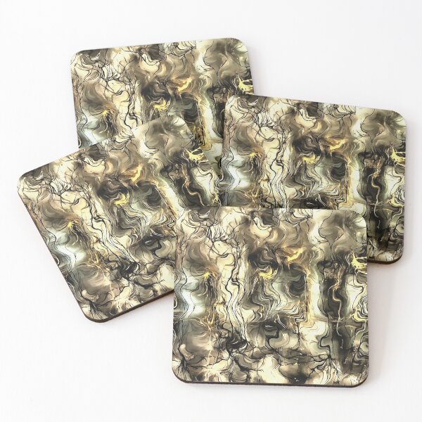Item preview, Nervous Energy Grungy Abstract Art In Yellow and Greige designed and sold by taiche.