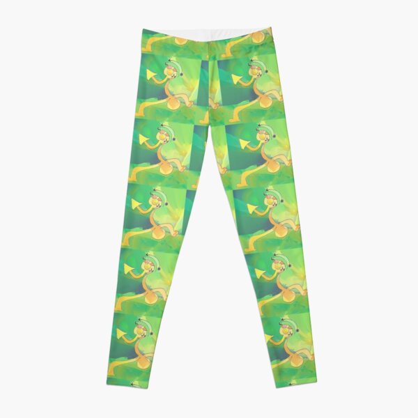 Dancing Gardener Abstract Art Green & Gold Leggings