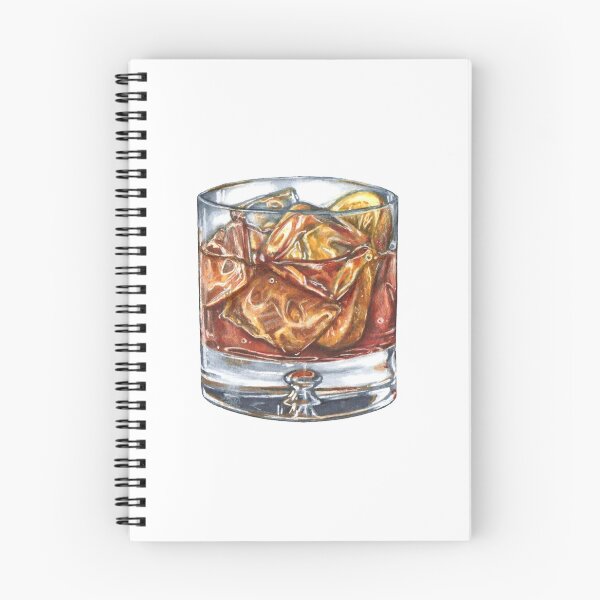 Item preview, Glass of old fashioned whisky cocktail - hand drawn food illustration designed and sold by tanyatej.