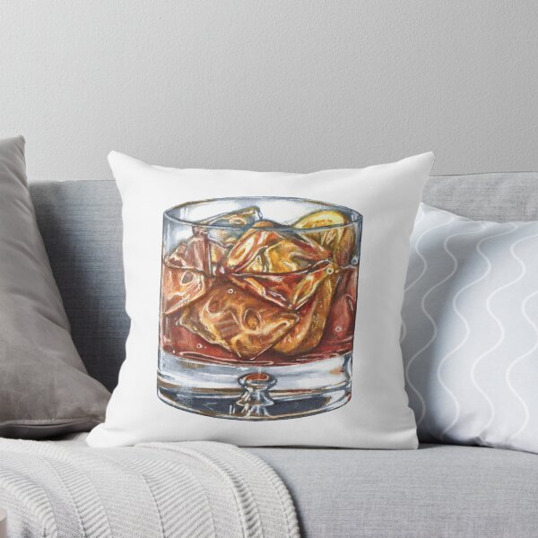 Item preview, Glass of old fashioned whisky cocktail - hand drawn food illustration designed and sold by tanyatej.