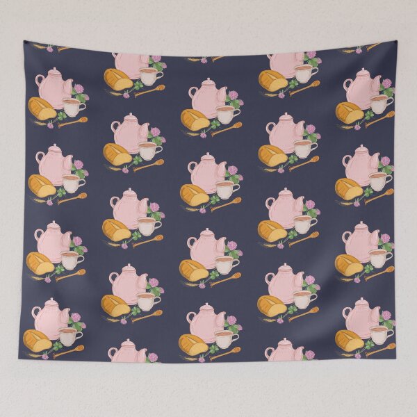 Item preview, Pot of Honey Tea, Bread, Cup and Flowers designed and sold by Alicia Chee.