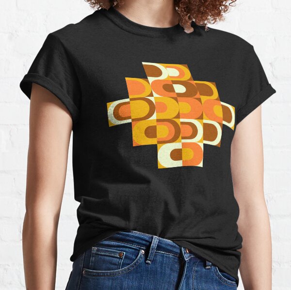 70s Pattern Retro Inustrial in Orange and Brown Tones Classic T-Shirt