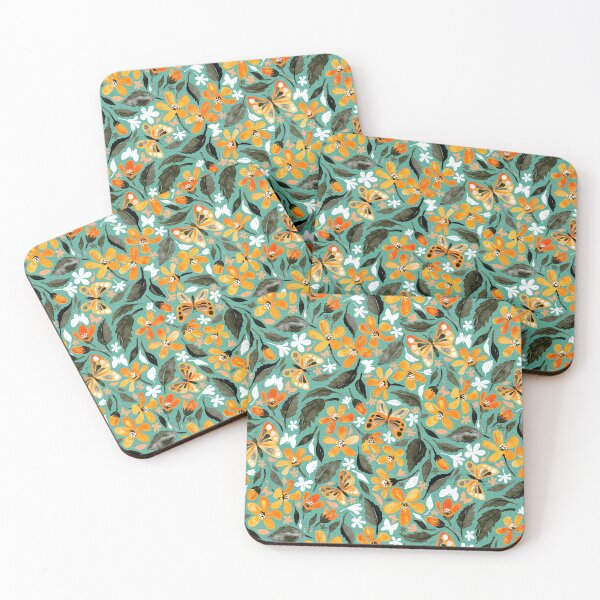 Item preview, Warm Orange and Teal Watercolor Butterfly Floral designed and sold by micklyn.