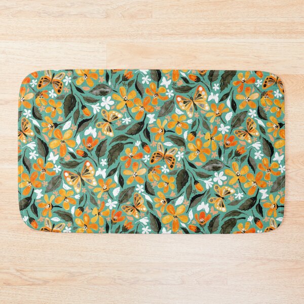 Item preview, Warm Orange and Teal Watercolor Butterfly Floral designed and sold by micklyn.