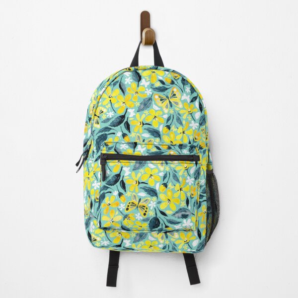 Item preview, Yellow and Teal Summer Floral with Butterflies and Blooms designed and sold by micklyn.