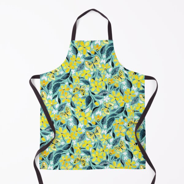 Item preview, Yellow and Teal Summer Floral with Butterflies and Blooms designed and sold by micklyn.