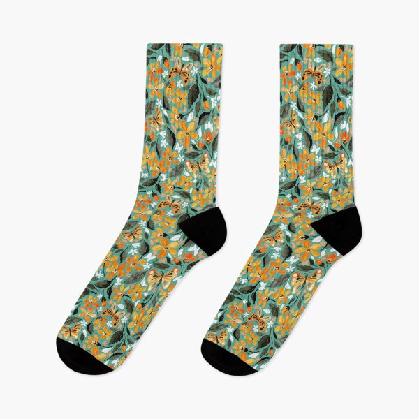 Item preview, Warm Orange and Teal Watercolor Butterfly Floral designed and sold by micklyn.
