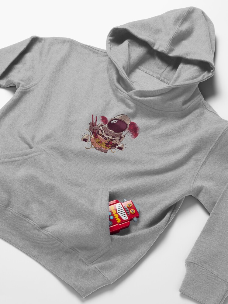 Alternate view of Funny Ramen Lover Gift - Noodles Astronaut, Kawaii Japanese Gift - Noodle Kids Pullover Hoodie