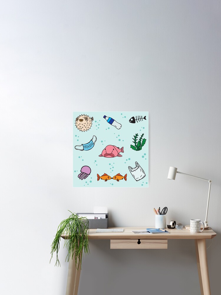 Plenty More Fish  Pattern Illustration Poster for Sale by