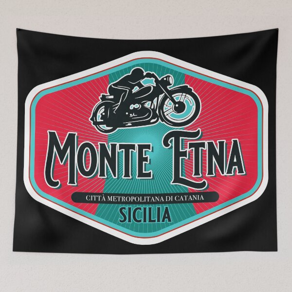 Item preview, Monte Etna Sicilia Italy Motorcycle T-Shirt Sticker designed and sold by ROADTROOPER.