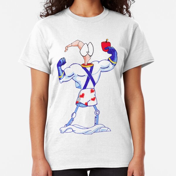Earthworm Jim Mens T Shirt Computer Game /& 90/'s Cartoon Television Series