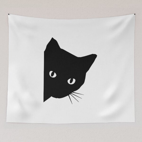 Item preview, Peeking black cat art  designed and sold by Dharmpreet Kaur.