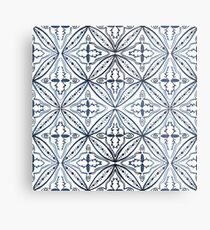 Watercolor Morrocan Tile Blue Metal Print