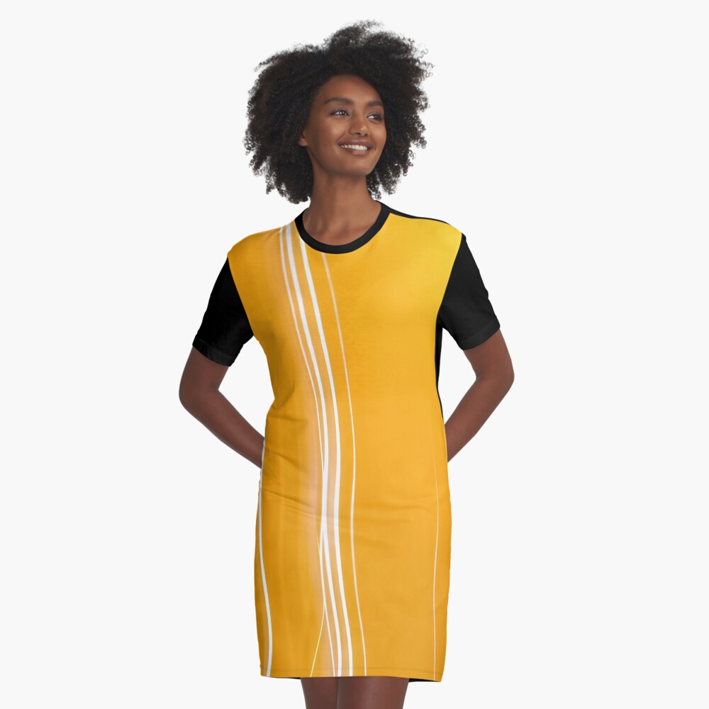 Abstract Yellow Graphic T-Shirt Dress