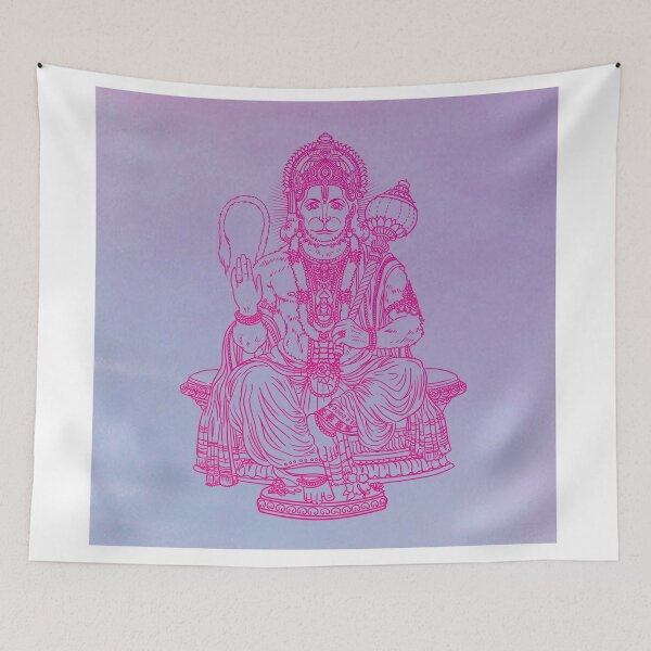 Item preview, Hindu God Hanuman monkey man line drawing vector illustration, asian spiritual symbol, oriental wisdom, yoga, om, aum designed and sold by Mariuki Flow.
