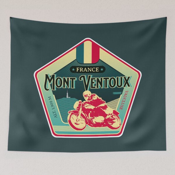 Item preview, Mont Ventoux Retro Motorcycle T-Shirt + Sticker designed and sold by ROADTROOPER.