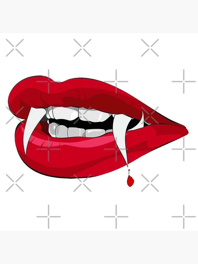 Red Lips and Vampire Fangs Art Board Print for Sale by ArtByBusyBee