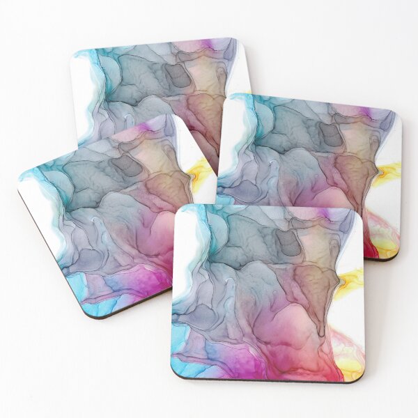 Item preview, Blue Pink Purple Yellow Melting Modern Abstract Alcohol Ink Painting by Herzart designed and sold by herzart.