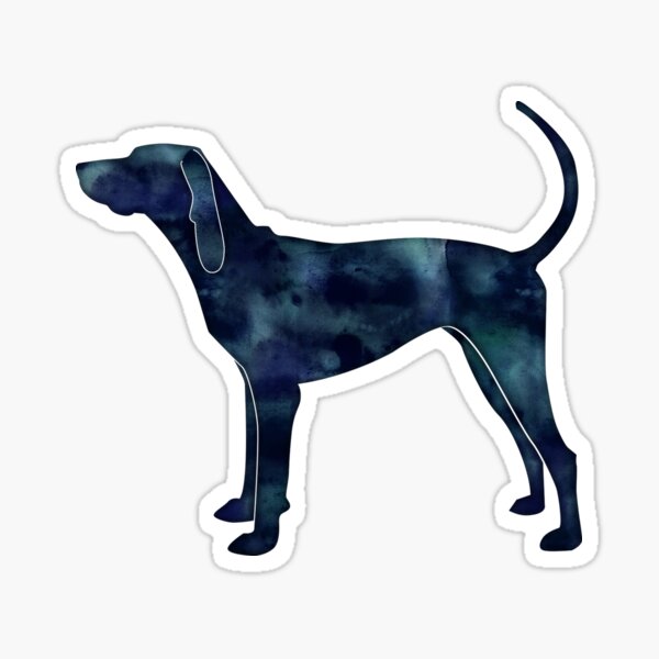 American English Coonhound Black Watercolor Silhouette Sticker