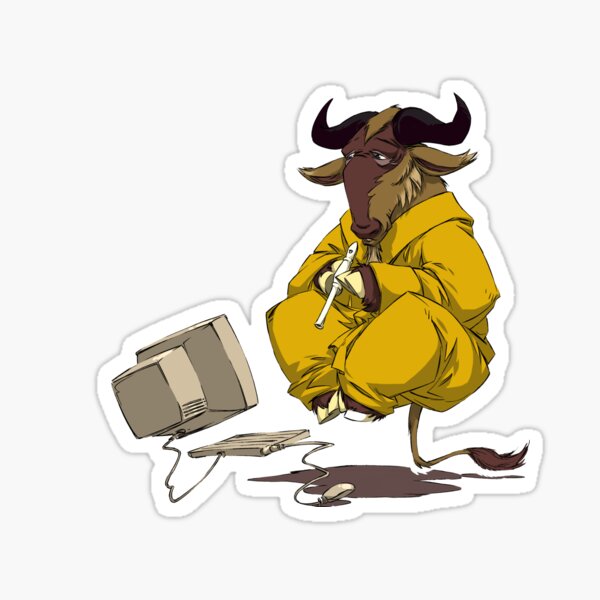 Meditating GNU Playing a Flute Sticker