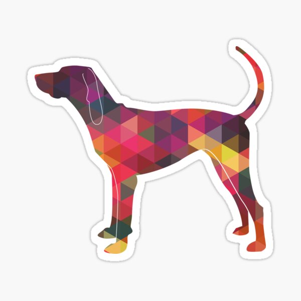 American English Coonhound Geometric Pattern Silhouette Multi Sticker