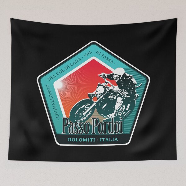 Item preview, Passo Pordoi Italy Retro Motorcycle T-Shirt Sticker designed and sold by ROADTROOPER.