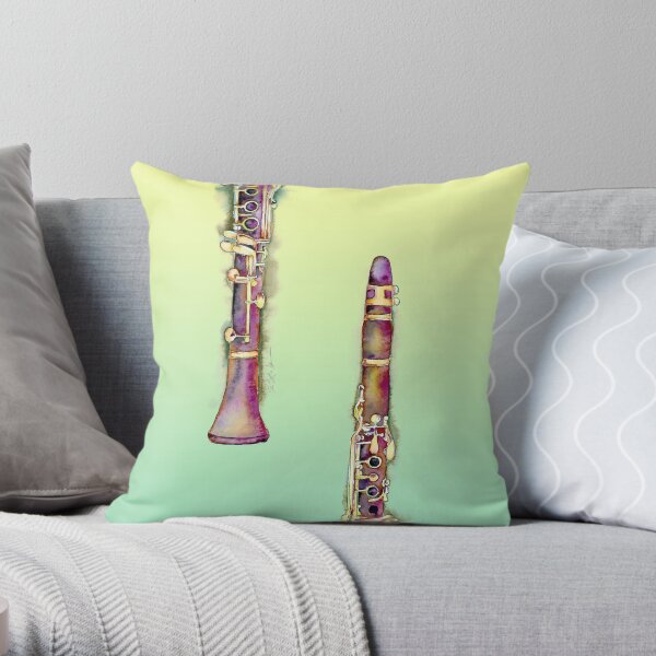 B Flat Clarinet by Jamie Hansen Throw Pillow