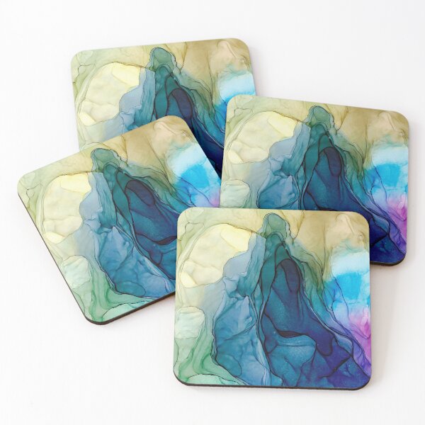 Item preview, Blue Brown Purple and Green  Modern Abstract 131 Alcohol Ink by Herzart designed and sold by herzart.