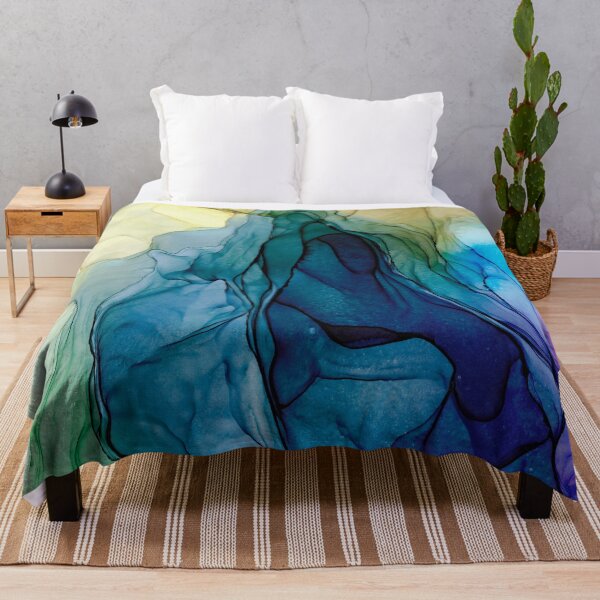Item preview, Blue Brown Purple and Green  Modern Abstract 131 Alcohol Ink by Herzart designed and sold by herzart.