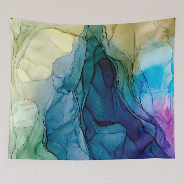 Item preview, Blue Brown Purple and Green  Modern Abstract 131 Alcohol Ink by Herzart designed and sold by herzart.