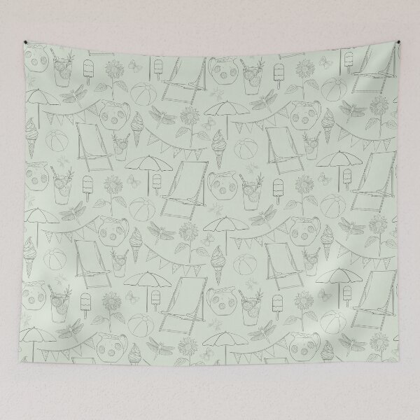Item preview, Hand drawn line art summer vacation pattern designed and sold by EngineerGoC.