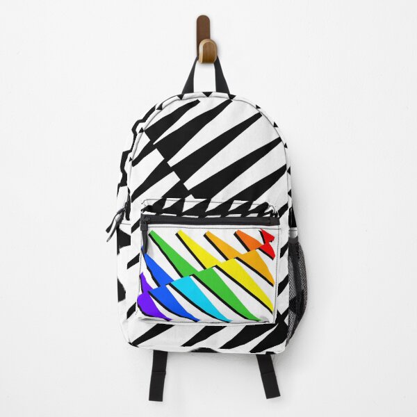 Item preview, Jagged Bold Rainbow Zig Zag Triangle Bag Backpack designed and sold by artfulnotebook.