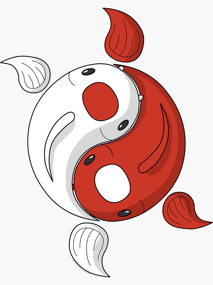 Thumbnail 3 of 3, Sticker, Yin and Yang the Koi designed and sold by ValerieDesigns.