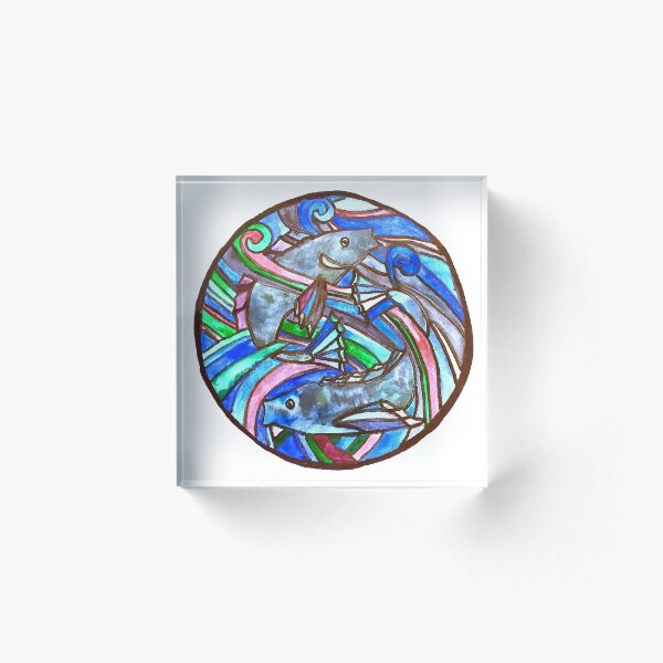 Fish stained Glass Acrylic Block