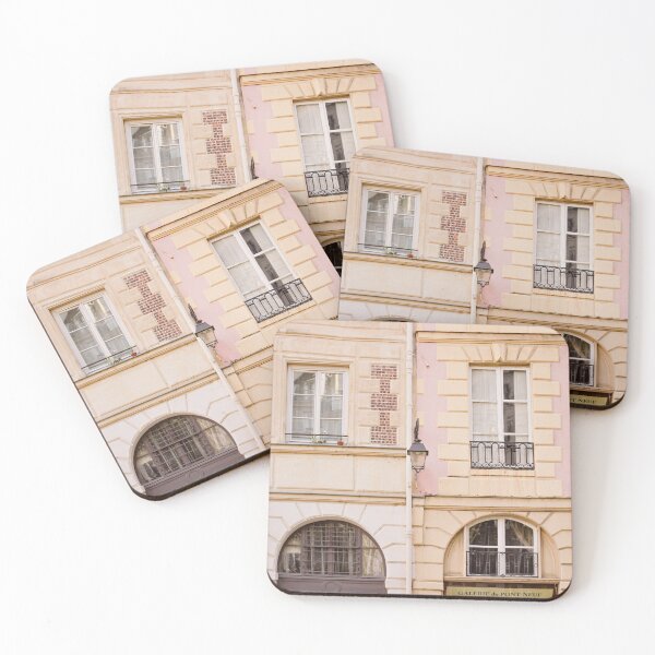 Item preview, Pastel pink and cream Paris facades designed and sold by ninasclicks.