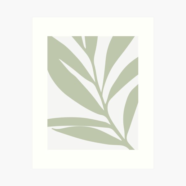 Leaf Minimalist Botanical Boho Green and Beige 04 Art Print