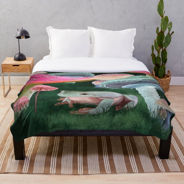 Mushroom Frog Throw Blanket