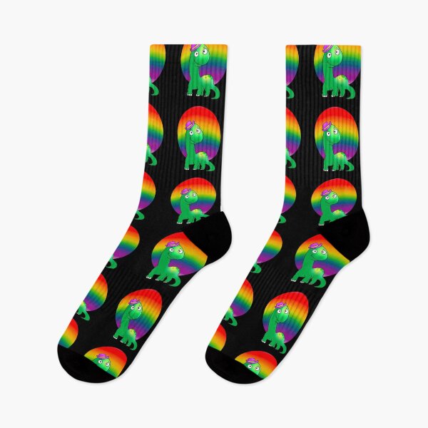 Item preview, Cute dinasour with a rainbow background designed and sold by MszPink.