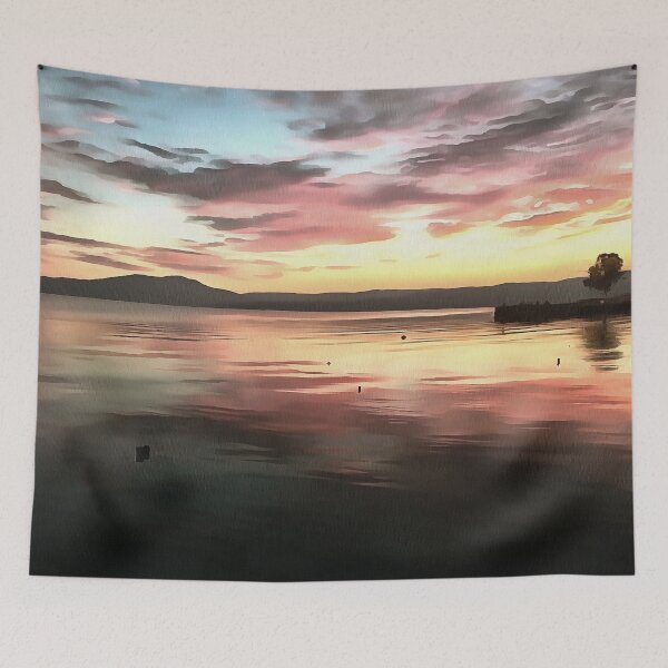 Item preview, Sunset Reflected On Water Koycegiz Lake Painting designed and sold by taiche.