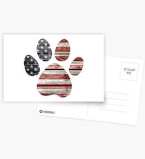 Hundetatzen-Druck, amerikanische Flagge Postkarten