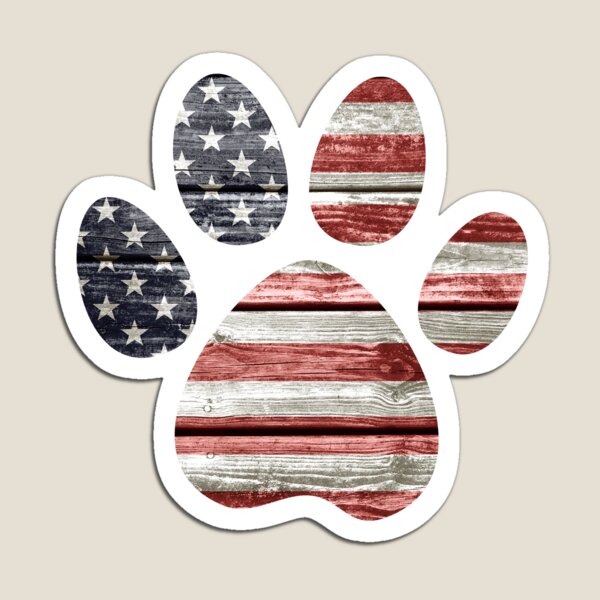 Dog Paw Print, American Flag Magnet