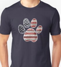 Dog Paw Print, American Flag Unisex T-Shirt